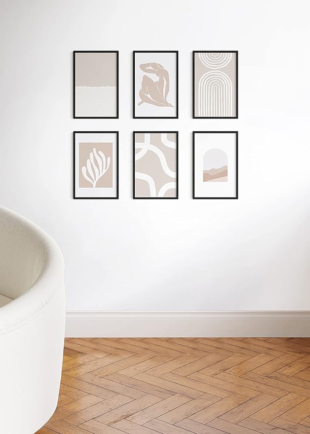 HAUS AND HUES 11x17 Black Oak Frame Set of 6 - Poster Holders, Wooden Wall Collage Display