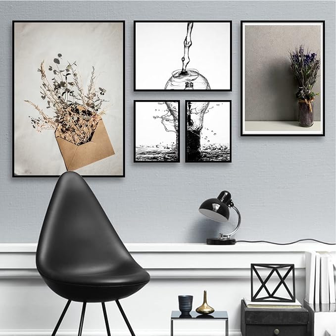 18x24 Picture Frame Set of 4, Black 18 x 24 Frame High Transparent Wall Gallery Poster Canvas Photo Frames for 18 by 24 inches