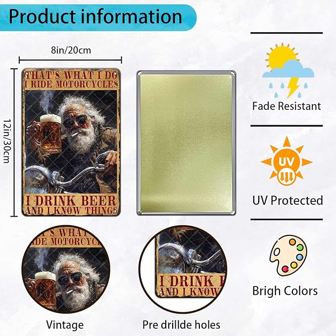 Motorcycle Girl Metal Sign We'll Travel After This Drink Poster Garage Art Wall Decor Man Cave Accessories Living Room Bathroom Bar Pub Home Decor 12x8 Inch