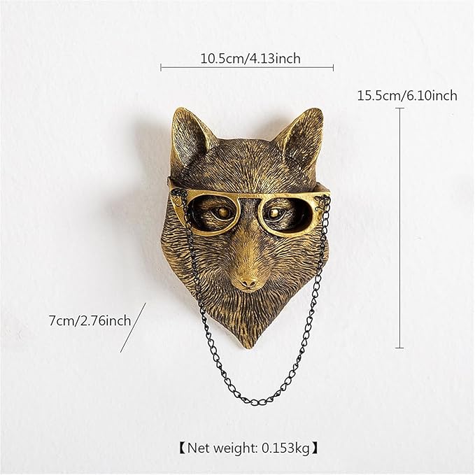 Animal Heads Wall Decor, Deer Head Wall Mount, Resin Animal Sculptures Head Wall Hanging Decoration for Family Living Room Bedroom Bathroom Kitchen Gift (Fox)