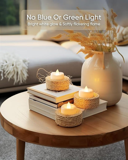 merrynights LED Candles, Tea Lights Candles Battery Operated Bulk, 100PCS Long-Lasting 200 Hours Flameless Tealight Candles, Realistic Flickering Wedding Candles for Festival Decor, 1.5'' D X 1.25'' H