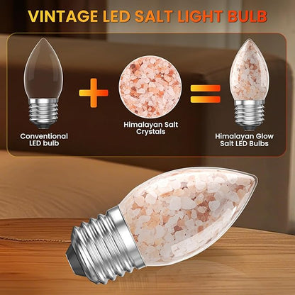 Lustaled 3W LED Salt Light Bulbs E26 2200K Warm Amber Light Bulb, B11 Candelabra Light Bulbs, Himalayan Salt Lamp, Non-dimmable Night Light Bulb for Decorative Lighting, Living Room Bedroom-2pack