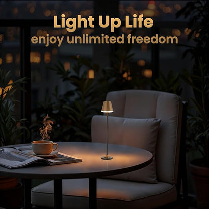 Timjorman RGB Palm-Sized Cordless Table Lamp, Rechargeable Touch Metal Bedside Lamp, 3 Brightness 3000K Warm Light, Small Table Lamp for Bedroom, Restaurant, Patio, Camping (Antique Brass&Black 1PACK)