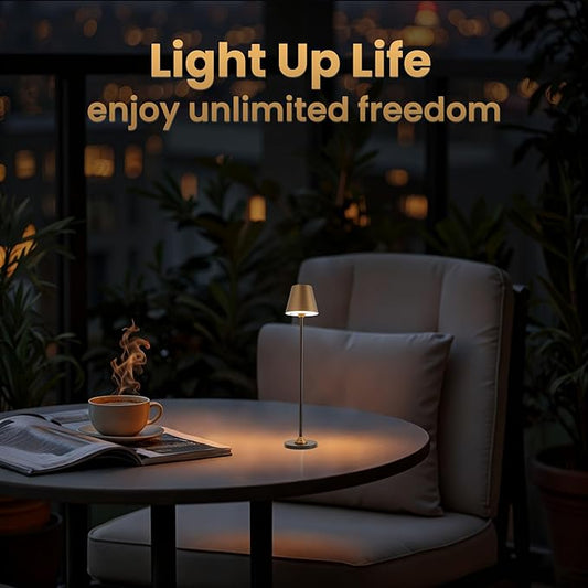 Timjorman RGB Palm-Sized Cordless Table Lamp, Rechargeable Touch Metal Bedside Lamp, 3 Brightness 3000K Warm Light, Small Table Lamp for Bedroom, Restaurant, Patio, Camping (Antique Brass&Black 1PACK)