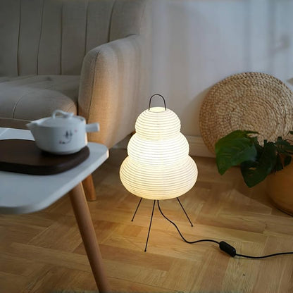 Japanese Noguchi Inspired Table Lamp Zen Rice Paper Lantern with Warm Light for Bedroom Living Room or Office Modern Japandi Decor(Segment)