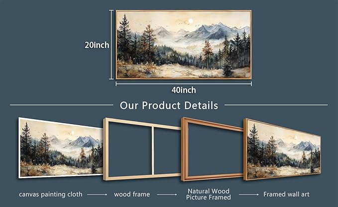 QIYILEXWART Wood Framed Large Canvas Wall Art For Living Room Wall Decor For Bedroom Office Wall Decorations The Forest Paintings Farmhouse Pictures Artwork Room Modern Home Decor