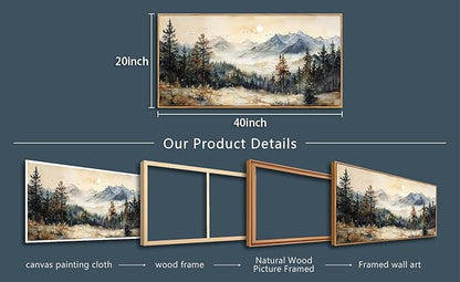 QIYILEXWART Wood Framed Large Canvas Wall Art For Living Room Wall Decor For Bedroom Office Wall Decorations The Forest Paintings Farmhouse Pictures Artwork Room Modern Home Decor