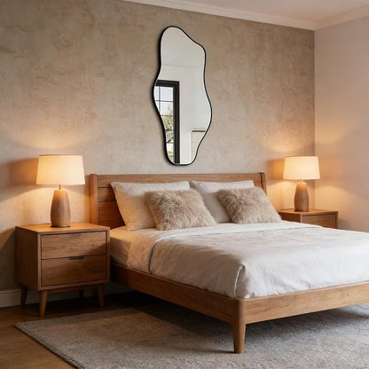 Irregular Wall Mirror, 40"x17.7" Asymmetrical Frameless Mirrors, Modern Cloud Shaped Mirrors for Living Room Bedroom Hallway Entryway, Horizontal or Vertical Hanging