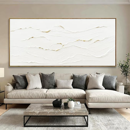 WINKAILIN White and Gold Canvas Wall Art Textured With Framed Posters Pictures Abstract Minimalist Wall Art Extra Large Contemporary Artwork for Office Living Room Entryway Home Decor 32x70 Inch