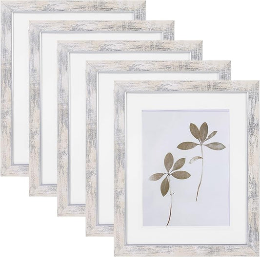 Fixwal 8x10 Picture Frame Set of 5, Vintage Photo Frame, Rustic Retro Picture Frame with Tempered Glass, Decorative Art on Walls and Tabletop Placement
