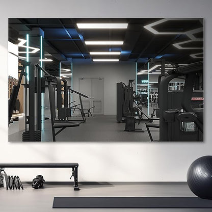 Hasipu Home Gym Workout Mirror 48" L x 30" W-1pcs Large Full Length Mounted Full Body Frameless Mirror for Workout, Yoga, Garage, Bedroom, Dance
