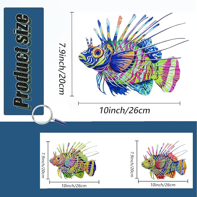 RLPZDWH 2D Flat Metal Fish Wall Art, Hanging Ocean Sea Theme Decor for Indoor and Outdoor Use, Perfect for Pool, Garden, Patio, Bathroom