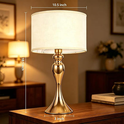 Gold Table lamp Single mid Century Modern Unique Decorative Cylinder smart end Side Bedside Night Cream dimmable for Bedroom