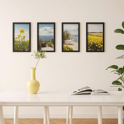 KINLINK 8.5x14 Picture Frame Black, Solid Wood Frames with Acrylic Plexiglass, Tabletop and Wall Display Photo Frame, Set of 4
