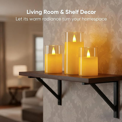 Amagic 3"×5" Gold Flameless Candles with Remote and Timer, Realistic Flickering Battery Operated Acrylic Led Fake Candles for Home Wedding Party Fall Christmas Decor, Set of 2