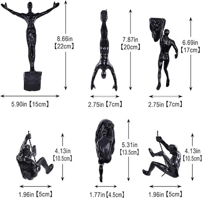 Set of 6 Climbing Men Wall Art Decor Sculpture,Nordic Modern Simplicity Decorative Wall Art, Climbing Man Sculptures,Home & Office Climber Gifts