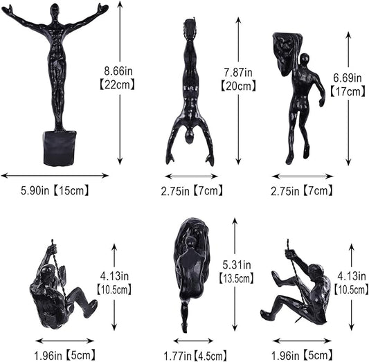 Set of 6 Climbing Men Wall Art Decor Sculpture,Nordic Modern Simplicity Decorative Wall Art, Climbing Man Sculptures,Home & Office Climber Gifts