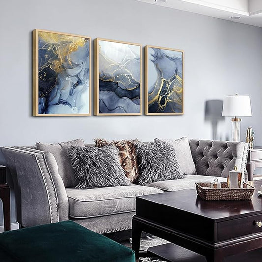 Natural Wood Framed Wall Art for Living Room Abstract Wall Decor for Bedroom Abstract Ink painting Wall Artworks Pictures for Office Decoration Large Size Home Decorations Posters Framed Art Prints