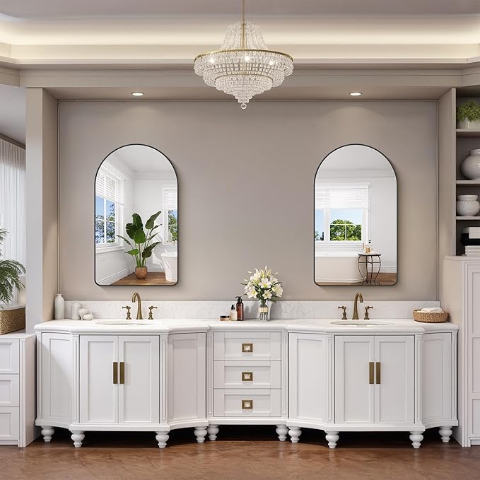 FORBATH Large Arched Wall Mirror 40x24 Inch, Black Arch Bathroom Mirror with Aluminum Frame, Arched Mirror for Dresser, Fireplace,Entryway,Home Decor,Hanging or Leaning Against Wall