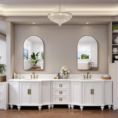FORBATH Large Arched Wall Mirror 40x24 Inch, Black Arch Bathroom Mirror with Aluminum Frame, Arched Mirror for Dresser, Fireplace,Entryway,Home Decor,Hanging or Leaning Against Wall