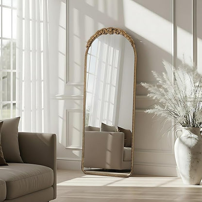 Besdomus Gold Full Length Mirror: 53x19 in Traditional Ornate Antique Floor Mirror - Baroque Vintage for Bedroom/Living Room/Entryway/Hallway/Wall/Home Decor