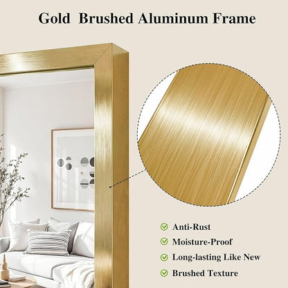 Koonmi Gold Mirrors for Wall, 30x48 Inch Bathroom Mirror, Rectangular Wall Mirror for Living Room Bedroom Bathroom, Hangs Horizontally or Vertically