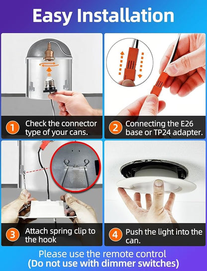 Retrofit LED Recessed Lighting 5/6 Inch, Color Changing, 13W Bluetooth APP Control, Color Temperature Tunable 2700K-6000K, ETL (6 Pack)