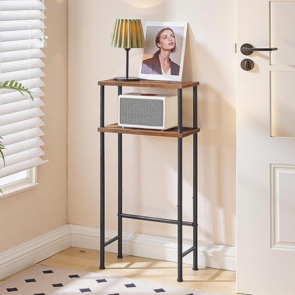 HOOBRO Narrow Console Table for Small Space, 15.7" Entryway Table with Storage, Sofa Table with 2 Shelves, Skinny Console Table for Entryway, Hallway, Living Room, Rustic Brown and Black BF40XG01