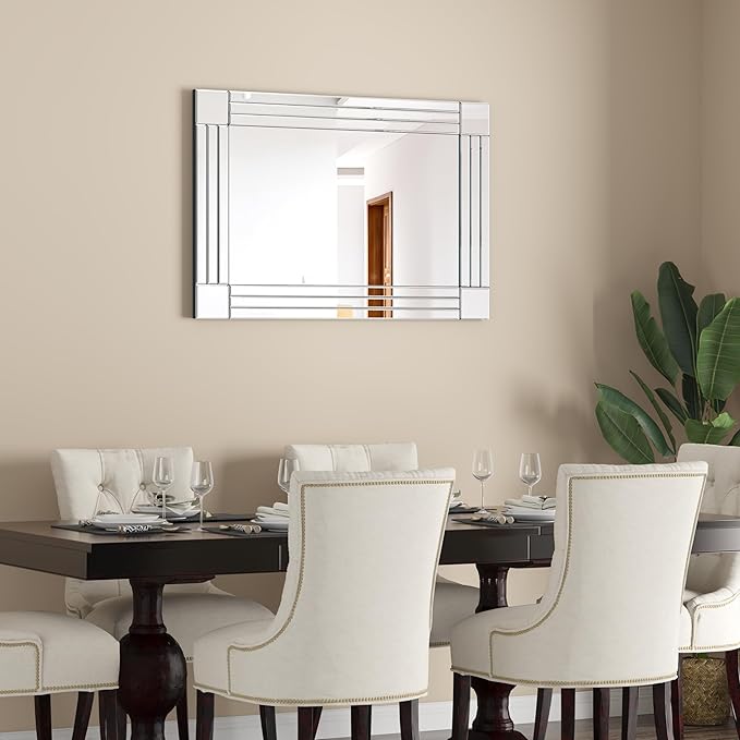 40"x28" Decorative Wall Mirror Gorgeous Silver Mirror for bedrooms, bathrooms, entryways hallways, Living Room and Dining Room Walls