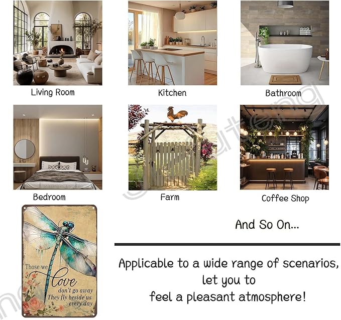 Dragonfly Metal Sign Dragonfly Gifts for Women - Those we Love Don’t go Away They Fly Beside us Every Day, Funny Dragonfly Wall Decor 8x12 inches