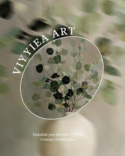 VIYYIEA Modern Rustic Botanical Farmhouse Wall Art Decor for Dining Room Kitchen, Aesthetic Eucalyptus Lemons Vase Pictures,12x16inch,Gold Framed Canvas Prints Paintings