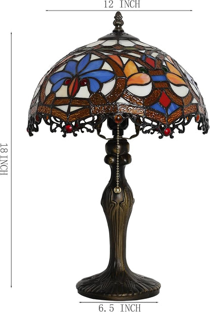 Tiffany Lamp Stained Glass Table Lamp 12 x 19” Yellow Phoenix Tail Style Bedside Reading Lamp Decorative Lamp for Desk Living Room Bedroom Office Study Light Home Decor Gift
