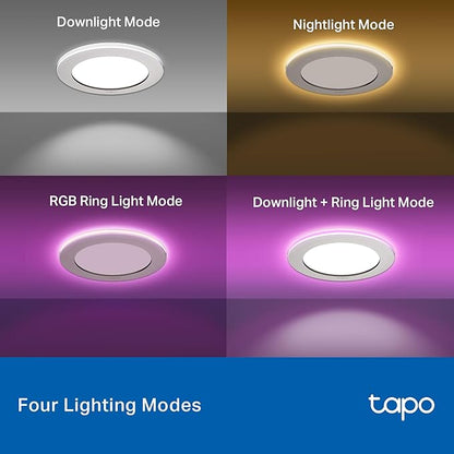 Tapo Smart 4-Inch Recessed Downlight Kit (4-Pack) - 850 lm, 16M Colors, Tunable White 2700K-6500K, Ultra-Dim 1%, Matter-Compatible, Wi-Fi & Bluetooth Mesh - L730-4 KIT