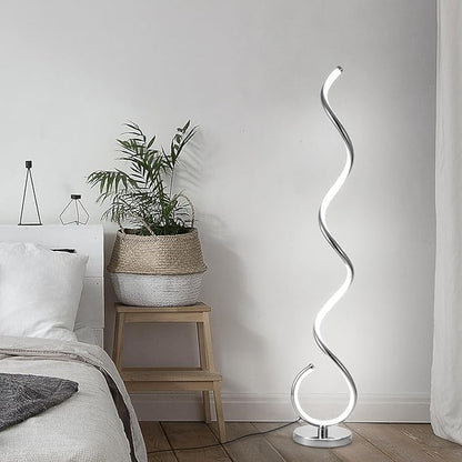 EIDISUNY Modern Floor Lamp for Living Room, 3 Color Temperature LED Spiral Floor Lamps with Remote&Foot Switch, 48W Dimmable LED Standing Lamp for Bedroom, Office