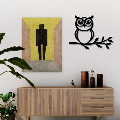 Zzbakress Wooden Owl and Olive Leaf Wall Art Decoration,Wall Decor for Living Room Indoor Outdoor Decoration