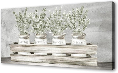 YYYYHPP YP2798 Bouquets Lovely Grateful Hopeful Blessed Sentiment, Gallery Wrapped Canvas,Inspirational Bible Verse Wall Art for Living Room Bedroom and Home Family Wall Decor