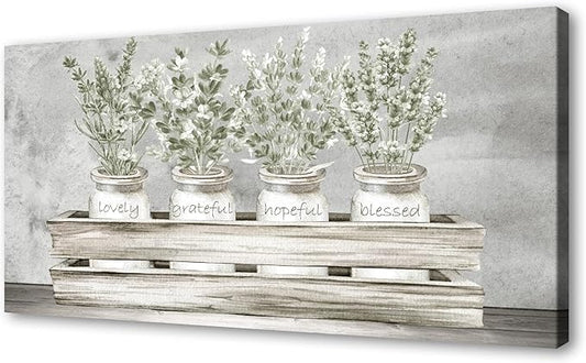 YYYYHPP YP2775 Bouquets Lovely Grateful Hopeful Blessed Sentiment, Gallery Wrapped Canvas,Inspirational Bible Verse Wall Art for Living Room Bedroom and Home Family Wall Decor