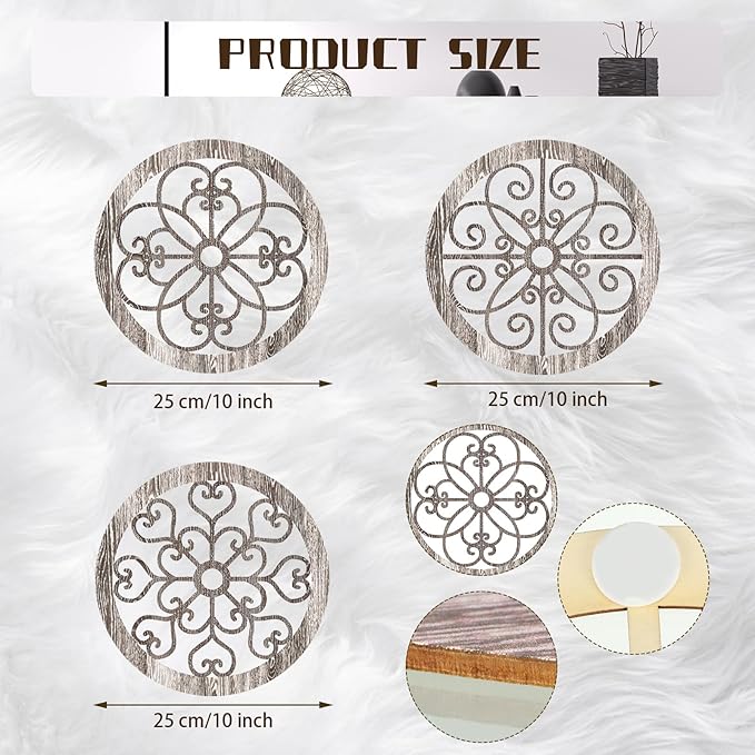 Blulu 3 Pieces Thicken Rustic Wall Decor Farmhouse Wall Art Decor Wood Hanging Decoration for Living Room Bedroom Home Indoor Outdoor Office(Popular Style)