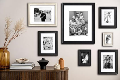 Yaetm 9x12 Picture Frame Matted to 6x8 Set of 4, 1.4” Wide Molding & Distressed Black Photo Frames 9 x 12 with Tempered Glass, Display on Tabletop & Wall Mounting (4 pack, Black)