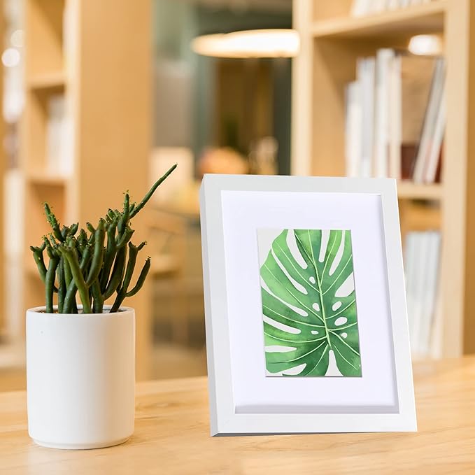 SESEAT 8x10 Picture Frame White Set of 6, Display Pictures 5x7 with Mat or 8x10 without Mat for Wall or Tabletop