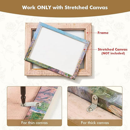 Wood Canvas Frame for 9x12 Oil Paintings Art Prints, Finished Antique Gold 9x12 Frame for Landscape Portrait Office Living Room Wall Decor (No Glass & Backboard)