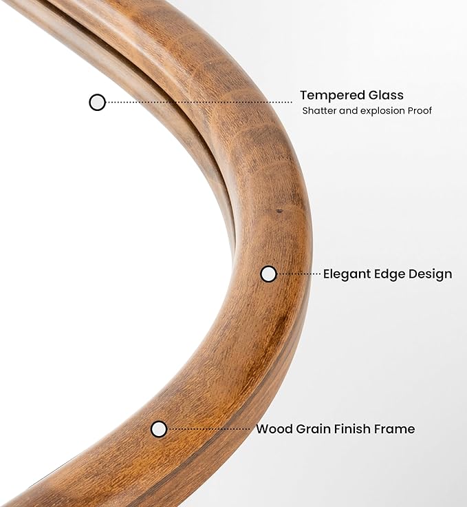 24"x36" Arch Wall Mirror Bathroom Mirror for Wall Mounted, Tempered Glass, Wood Grain Finish Frame Wall Mirror Decorative for Living Room Bedroom Entryway, Natural