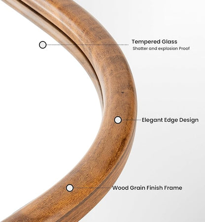 20"x30" Arch Wall Mirror Bathroom Mirror for Wall Mounted, Tempered Glass, Wood Grain Finish Frame Wall Mirror Decorative for Living Room Bedroom Entryway, Natural