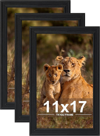 11x17 Picture frame set of 3,Modern Style Woode Frame black Wall Mounting Horizontally or Vertically, 11 by 17 Wall Gallery Poster Photo Frame with Shatter Resistant Plexiglass,best gift