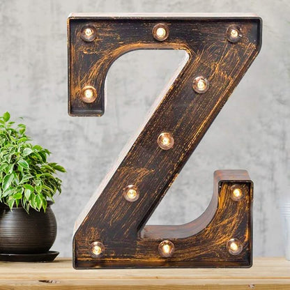 Pooqla Vintage Light Up Marquee Letters with Lights – Illuminated Industrial Style Lighted Alphabet Letter Signs - Coffee Bar Apartment Bedroom Wall Home Initials Decor A-Z