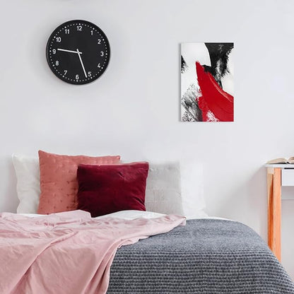 YPY Red Abstract Canvas Wall Art: Modern Minimalist Black and White Picture Painting Print Poster for Living Room Bedroom Bathroom Office Home Wall Decor 10x15