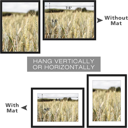 Golden State Art, Gallery Wall Frame Set of 6 - Black 6x8 Aluminum Photo Frames with Mat for 5x7 Pictures - 6 x 8 inch Metal Frame with Real Glass Cover - Elegant Home or Office Decor
