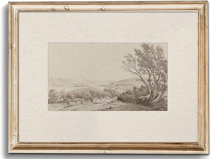 Uniro Neutral Wall Art for Home Decor, Farmhouse Wall Decor Landscape Sketch Drawing, Rustic Nature Canvas Prints Antique Neutral Landscape Oil Painting Vintage Art Pictures for Bedroom Bathroom Decor( 8" x 10"-UNFRAMED)