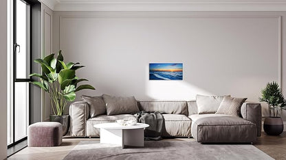 TutuBeer 1 Panel Beach Pictures Wall Art Beach Canvas Wall Art Blue Ocean at Sunrise Picture Print on Canvas Sea Artwork for Walls Seascape Pictures for Home Decor Ready to Hang 8x16inch