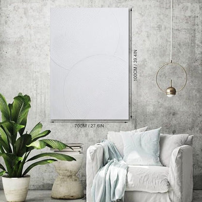 Zessonic White Boho Abstract Wall Art - 3D Minimalist Line Hand Painting for Boho Decor, 28" x 40" Artwork for Living Room, Bedroom, Home Office